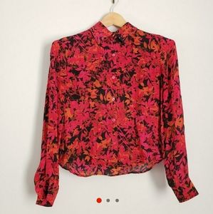 Rena Rowan 100% silk red vintage blouse